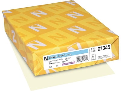 Neenah Paper Classic Crest 8.5W x 11L Writing Paper, 24 Lbs., Smooth, 500/Ream (01345)