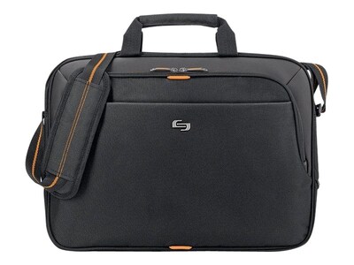 Solo New York Ace Slim Laptop Briefcase, Black/Orange Polyester (UBN1014)