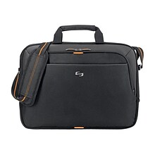 Solo New York Ace Slim Laptop Briefcase, Black/Orange Polyester (UBN1014)