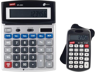 Staples Value Pack SPL-290X 12-Digit Tax Calculator, Multicolor