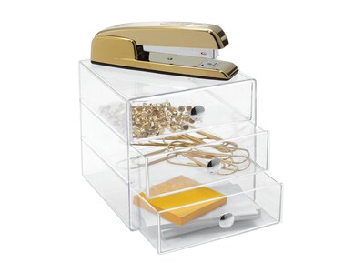 interDesign 3 Drawers Desktop Storage, Clear (35300)