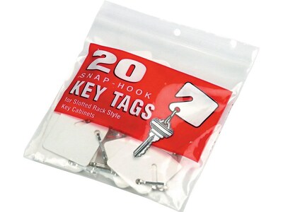 MMF Industries Slotted Rack Key Tags, White, 20/Pack (201300006)