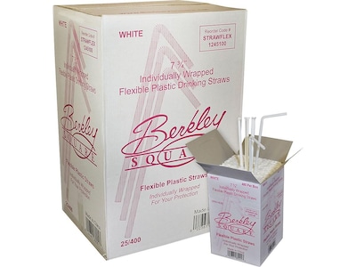 Berkley Square White Polypropylene Straws, 400/Box, 25/Case (1245100)