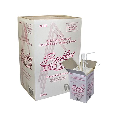 Individually Wrapped Flexible Plastic Drinking Straws 400/BOX 