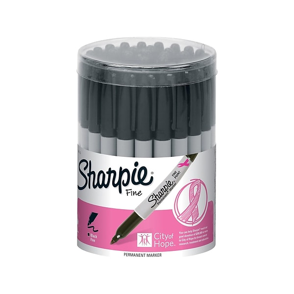 Sharpie Pink Ribbon Permanent Markers, Fine Tip, Black, 36/Pack