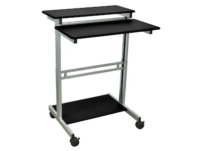 Luxor 2-Shelf Metal Mobile Presentation Cart with Lockable Wheels, Black/Gray (STANDUP-31.5-B)