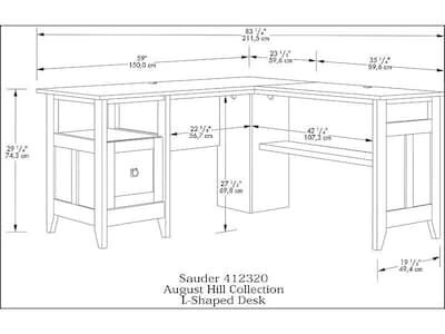 Sauder Select 59"W L-Shaped Desk, Dover Oak (412320)