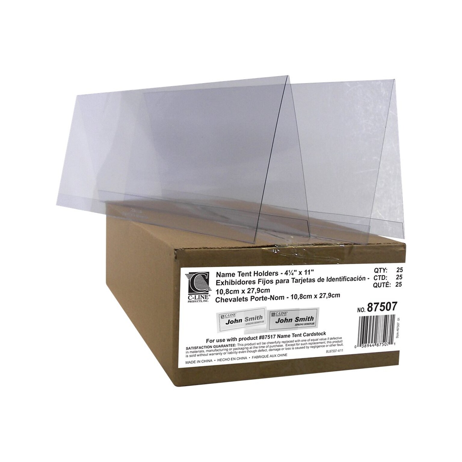 C-Line Sign Holder, 4.25 x 11, Horizontal, Clear Plastic, 25/Box (87507)