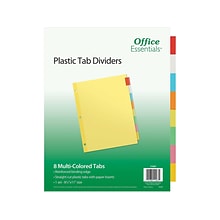 Office Essentials Insertable Paper Dividers, 8 Tabs, Multicolor (11467)