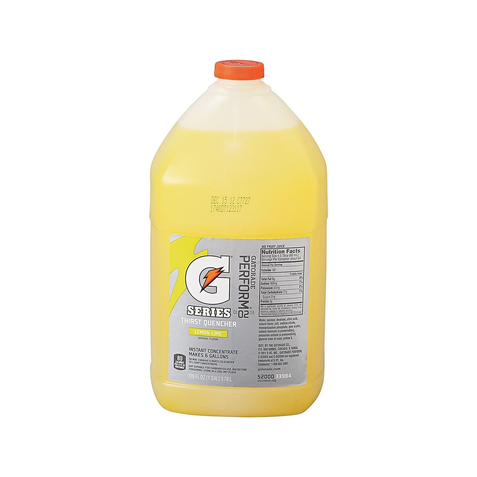 Gatorade Lemon Lime Liquid Sports Drink Concentrate, 128 fl. oz., 4/Carton (03984)
