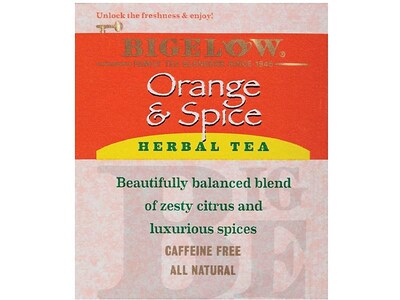 Bigelow Orange & Spice Herbal Tea Bags, 28/Box (RCB00398)