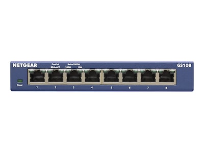 Netgear ProSAFE 8-Port Gigabit Ethernet Unmanaged Switch, 10/100 Mbps, Blue (GS108-400NAS)