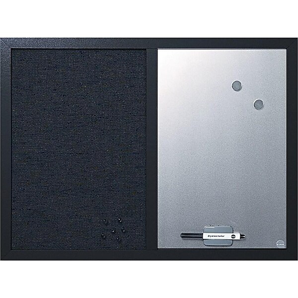 MasterVision Combo Lacquered Steel/Fabric Dry-Erase Whiteboard, Wood Frame, 2 x 1 (MX04433168)
