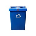 Rubbermaid Glutton Plastic Two-Stream Recycling Station, 92 Gal., Blue (1792339)