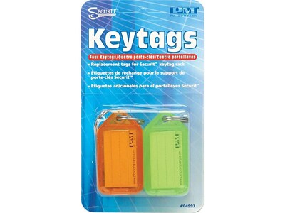 SecurIT Key Tags, Assorted Colors, 4/Pack (04993)