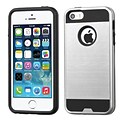 Insten Hard Dual Layer Rubber Coated Silicone Case For Apple iPhone 5/5S/SE - Silver/Black