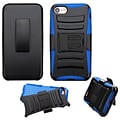 Insten Hard Dual Layer Hybrid Case with Holster Belt Clip Kickstand For iPhone 7/ 8, Black/Blue