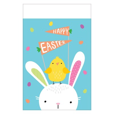 Amscan Easter Hello Bunny 54 in. x 102 in. Plastic Table Cover, Pack of 3 (572273)