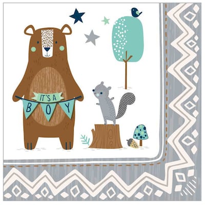 Amscan Bear-ly Wait Baby Shower Beverage Napkins (6-pack) (502164)