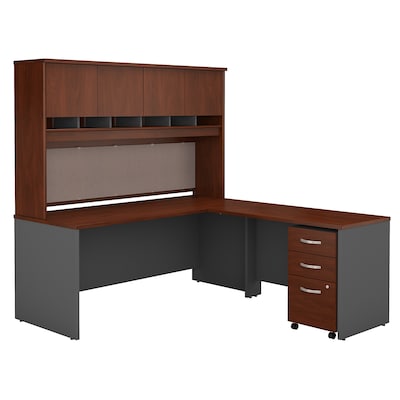 Bush Business Furniture Westfield 72W L Shaped Desk with Hutch and Mobile File Cabinet, Hansen Cherr