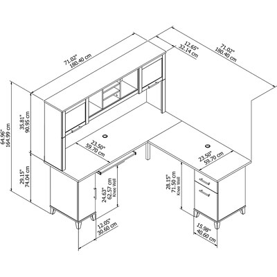 Bush Furniture Somerset 72"W L Shaped Desk with Hutch, Maple Cross (SET001MC)