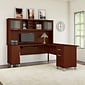 Bush Furniture Somerset 72"W L Shaped Desk with Hutch, Hansen Cherry (SET001HC)