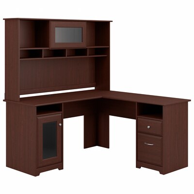 Bush Furniture Cabot 60W L Shaped Computer Desk with Hutch, Harvest Cherry (CAB001HVC)