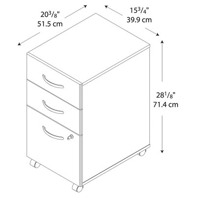 Bush Business Furniture Series C 3-Drawer Vertical File Cabinet, Locking, Letter/Legal, Hansen Cherry, 20.15" (WC24453)