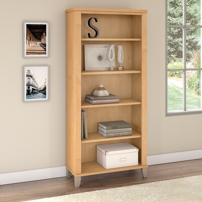 Bush Furniture Somerset 65.21"H 5-Shelf Bookcase with Adjustable Shelves, Maple Cross Laminate (WC81465)