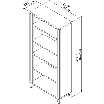 Bush Furniture Somerset 65.21"H 5-Shelf Bookcase with Adjustable Shelves, Maple Cross Laminate (WC81465)