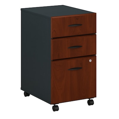 Bush Business Furniture Cubix 3 Drawer Mobile File Cabinet, Hansen Cherry/Galaxy, Installed (WC94453PSUFA)