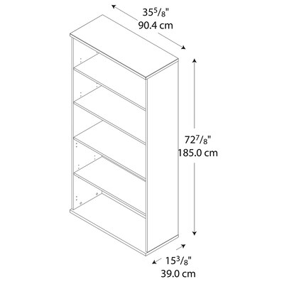 Bush Business Furniture Series C 73" 5-Shelf Bookcase with Adjustable Shelves, Mahogany Laminated Wood (WC36714)