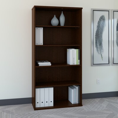 Bush Business Furniture Westfield 73 5-Shelf Bookcase with Adjustable Shelves, Mocha Cherry Laminat