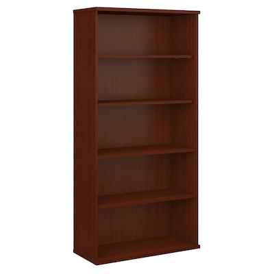 Bush Business Furniture Series C 72.79 5-Shelf Bookcase with Adjustable Shelves, Mahogany Laminated