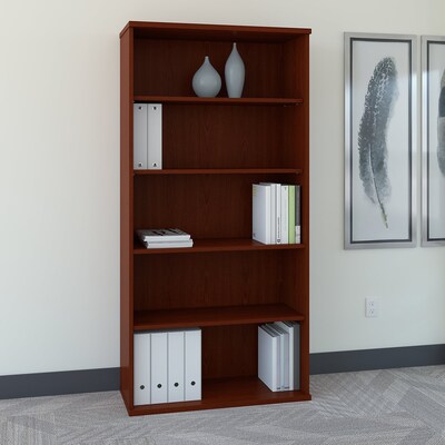 Bush Business Furniture Series C 72.79 5-Shelf Bookcase with Adjustable Shelves, Mahogany Laminated