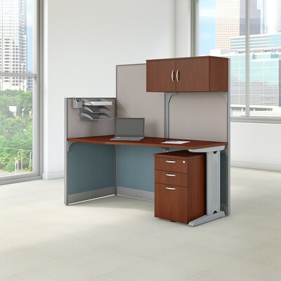 Bush Business Furniture Office in an Hour 65W x 33D Cubicle Workstation w/ Storage, Hansen Cherry (WC36492-03STGK)