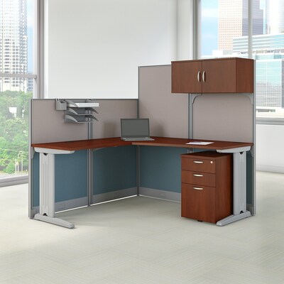 Bush Business Furniture Office in an Hour 65W x 65D L Shaped Cubicle Workstation with Storage, Hansen Cherry (WC36494-03STGK)