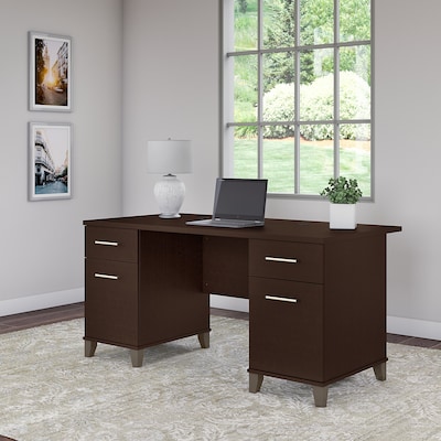 Bush Furniture Somerset 60"W Office Desk with Drawers, Mocha Cherry (WC81828K)