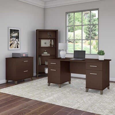 Bush Furniture Somerset 60"W Office Desk with Drawers, Mocha Cherry (WC81828K)