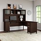 Bush Furniture Somerset 72"W L Shaped Desk with Hutch, Mocha Cherry (SET001MR)