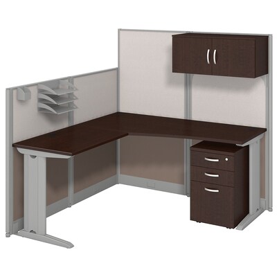 Bush Business Furniture Office in an Hour 65W x 65D L Shaped Cubicle Workstation w/ Storage, Mocha C