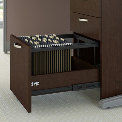 Bush Business Furniture Office in an Hour 65W x 65D L Shaped Cubicle Workstation w/ Storage, Mocha Cherry (WC36894-03STGK)
