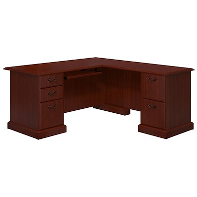 kathy ireland® Home by Bush Furniture Bennington L Shaped Desk, Harvest Cherry (WC65570-03K)