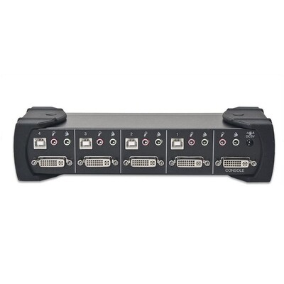 Syba USB/DVI KVM Switch with USB2.0 Hub and Audio with DVI USB+Audio Cables