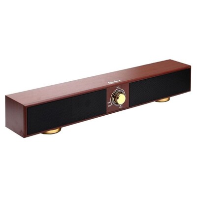 Connectland USB Sound Bar Online Gaming Stereo Speakers 2x2.5W LED Brown
