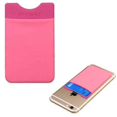 Insten 3M Adhesive Card Pouch Sticker Credit Card Holder Sleeve Cover Universal Mobile Phone - Pink