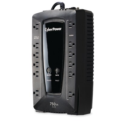 Cyberpower AVR Series 750VA UPS, 12-Outlets, Black (AVRG750U)