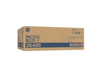 Pacific Blue Ultra Recycled Hardwound Paper Towels, 1-Ply, 6 Rolls/Carton (26495)