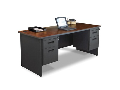 Marvel Pronto 72W Double Pedestal Desk, Mahogany/Dark Neutral (PDR7236DPDTMA)