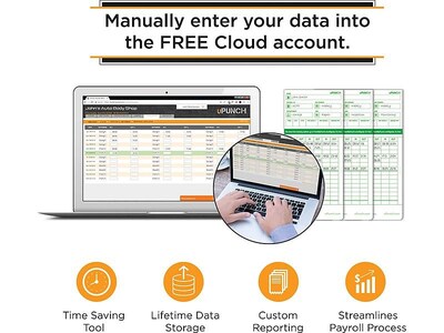 uPunch Electronic Non-Calculating Bundle Punch Card Time Clock System, Green/Beige (UB1000)